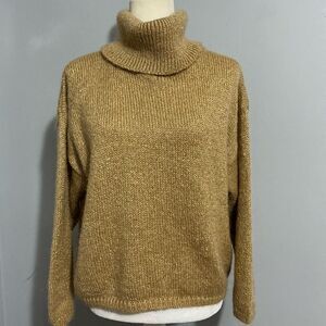 Pierre Cardin Gold Metallic Knit turtleneck Sweater size L